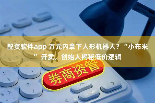 配资软件app 万元内拿下人形机器人?“小布米” 开卖,创始人揭秘低价逻辑
